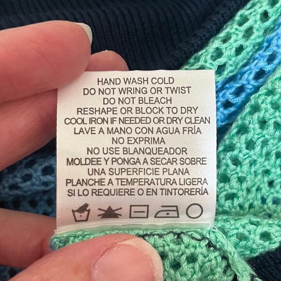 525 America Blue And Green Striped Open Knit Sweater Size M - Picture 8 of 8